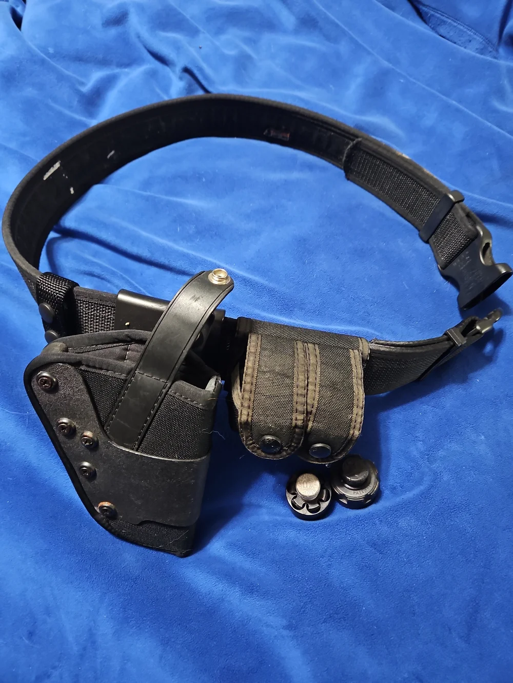 Black Tactical Duty Belt with Holster and Double Magazine Pouch